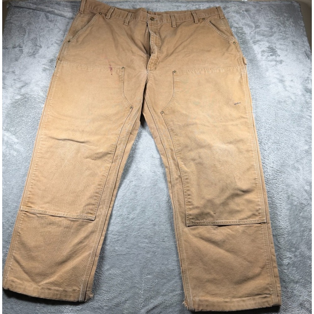 Carhartt Double Knee Work Pants Men's 48x31 Brown Duck Carpenter Distressed
